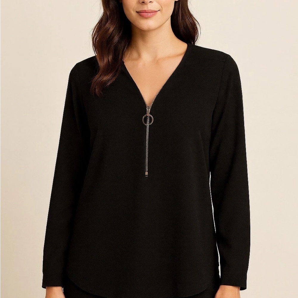 260. NWOT! Zac & Rachel J. Jill Wearever Black Long Sleeve Half zip Top O-ring